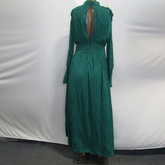 Farm Rio Women's Maxi Dress Emerald Green Size Small High Neck - Picture 8 of 8